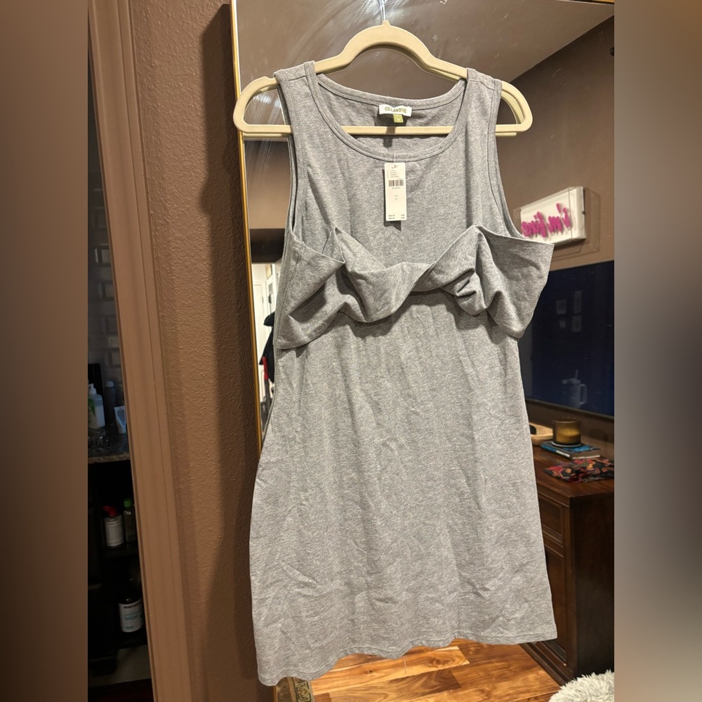 Gray Ruffle Mini T-shirt Dress